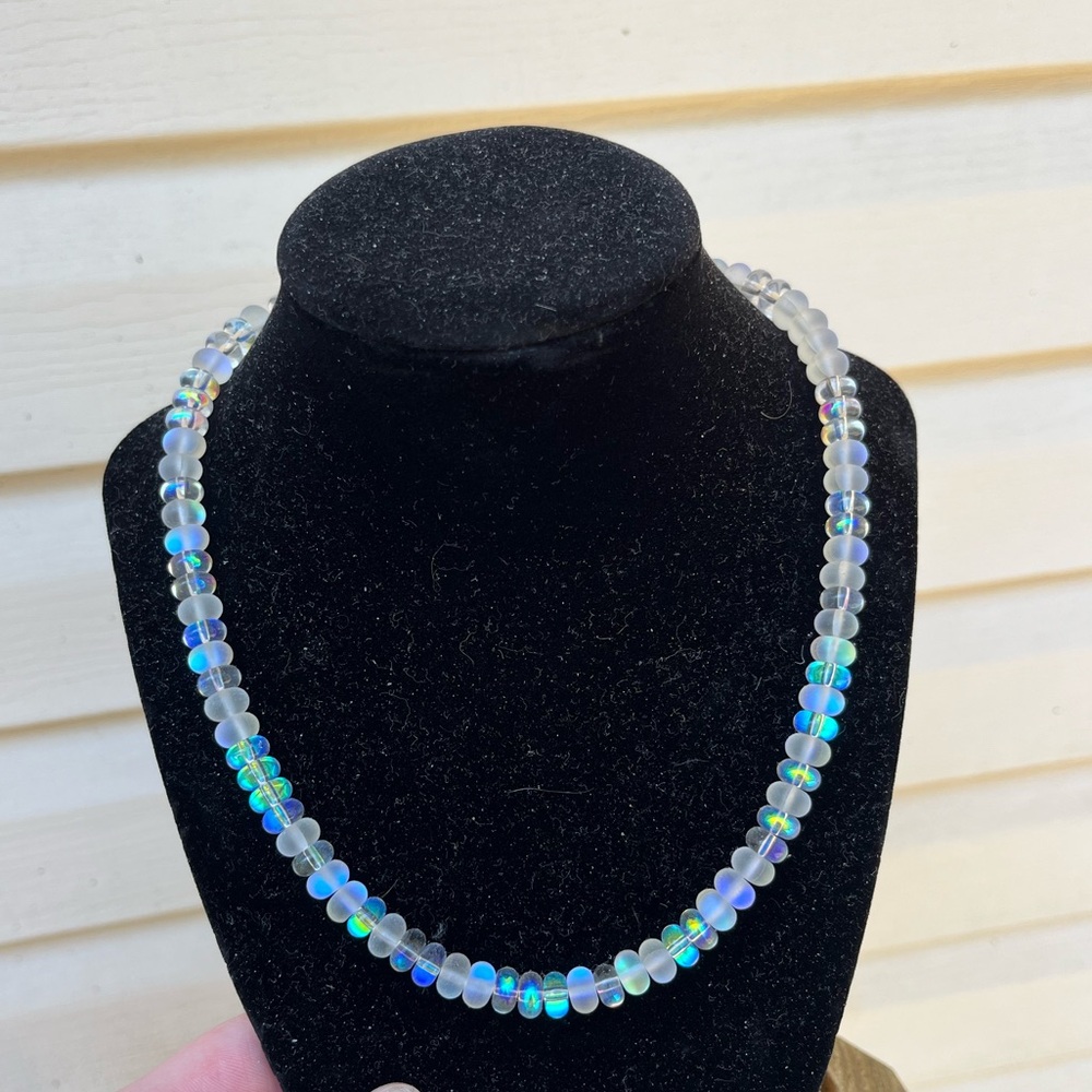 Rondelle Moonstone opal necklace